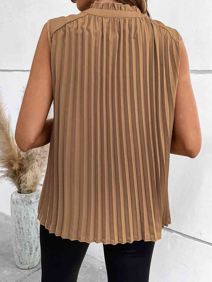 Pleated Tie Neck Tank Top | 1mrk.com