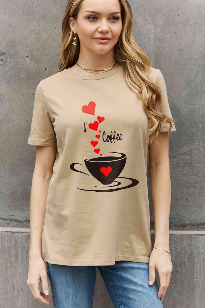 Simply Love Full Size I LOVE COFFEE Graphic Cotton Tee | 1mrk.com