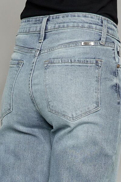 Kancan High Waist Raw Hem Cropped Wide Leg Jeans |1mrk.com