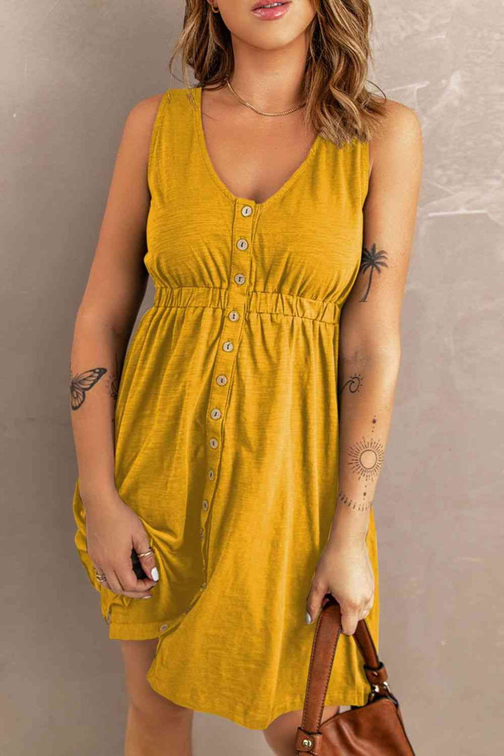 Sleeveless Button Down Mini Magic Dress | 1mrk.com