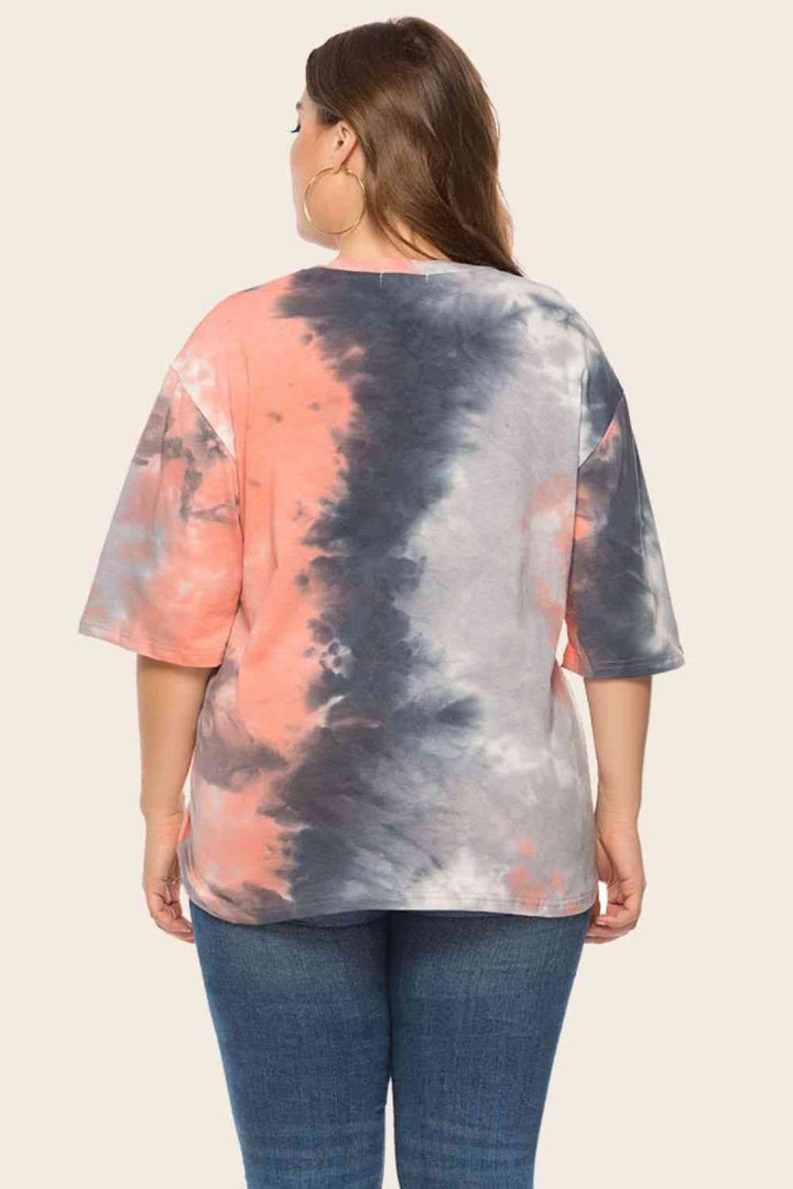 Plus Size Tie-Dye Half Sleeve Tee Shirt | 1mrk.com