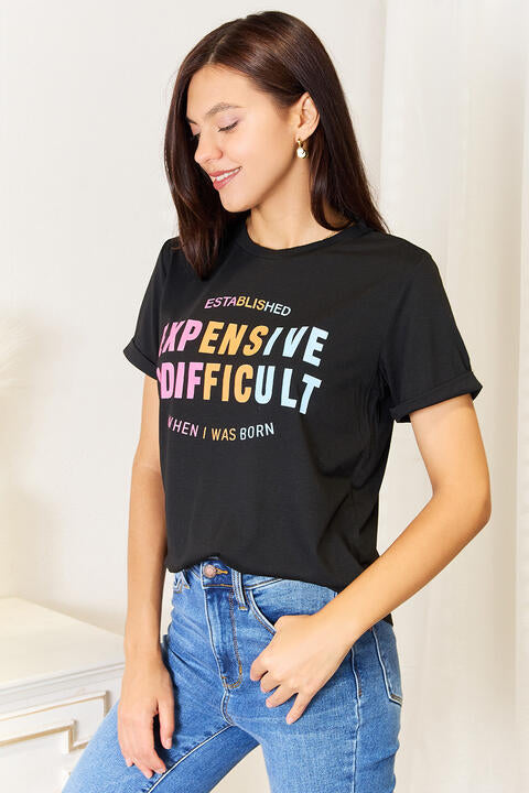 Simply Love Slogan Graphic Cuffed Sleeve T-Shirt | 1mrk.com