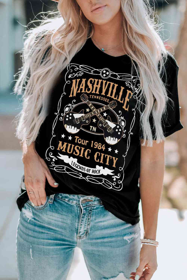 NASHVILLE MUSIC CITY Graphic Tee Shirt | 1mrk.com