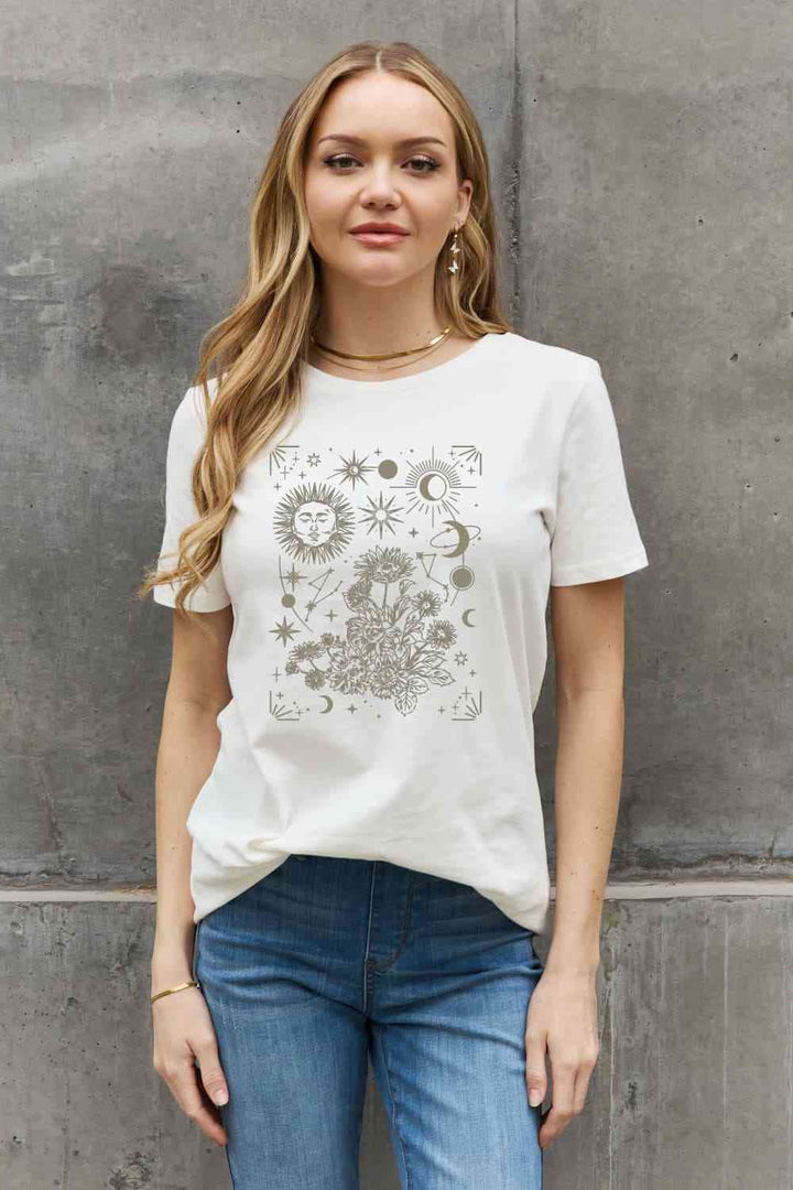 Simply Love Full Size Celestial Graphic Short Sleeve Cotton Tee | 1mrk.com