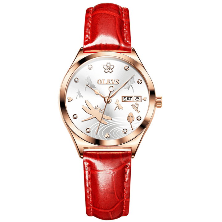 OLEVS 6611 luxury fashion women watch leather wristwatches mechanical watches OLEVS