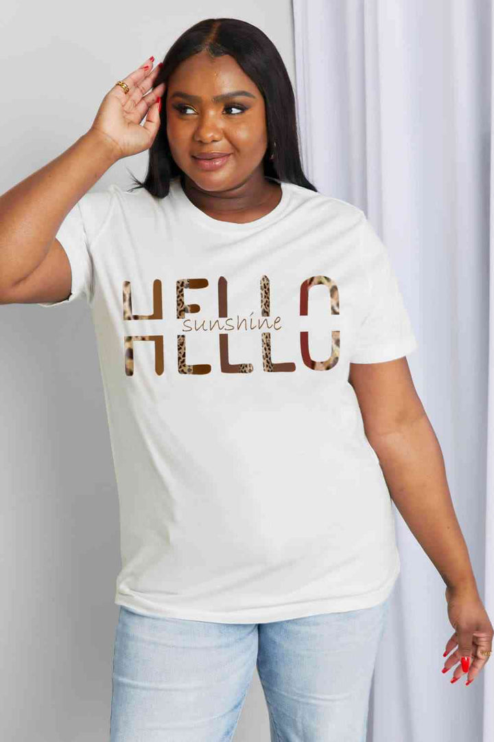 Simply Love Full Size HELLO SUNSHINE Graphic Cotton Tee | 1mrk.com