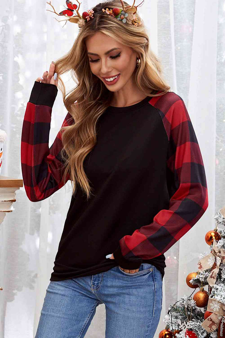 Christmas Buffalo Plaid Long Sleeve Sweatshirt |1mrk.com