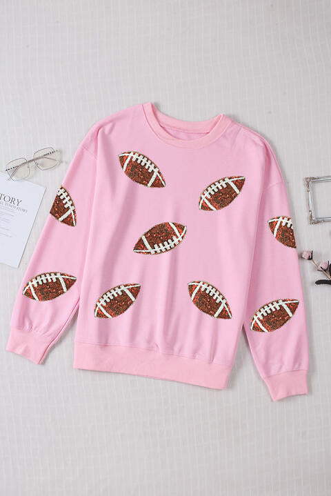 Sequin Football Patch Sweatshirt |1mrk.com