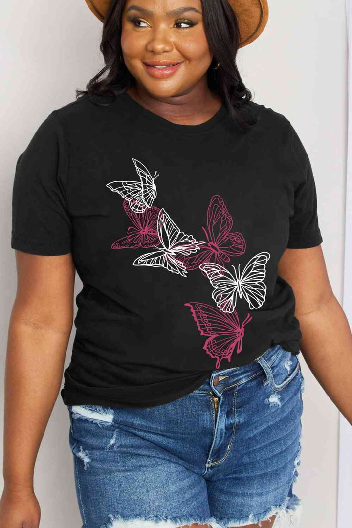 Simply Love Simply Love Full Size Butterfly Graphic Cotton Tee | 1mrk.com