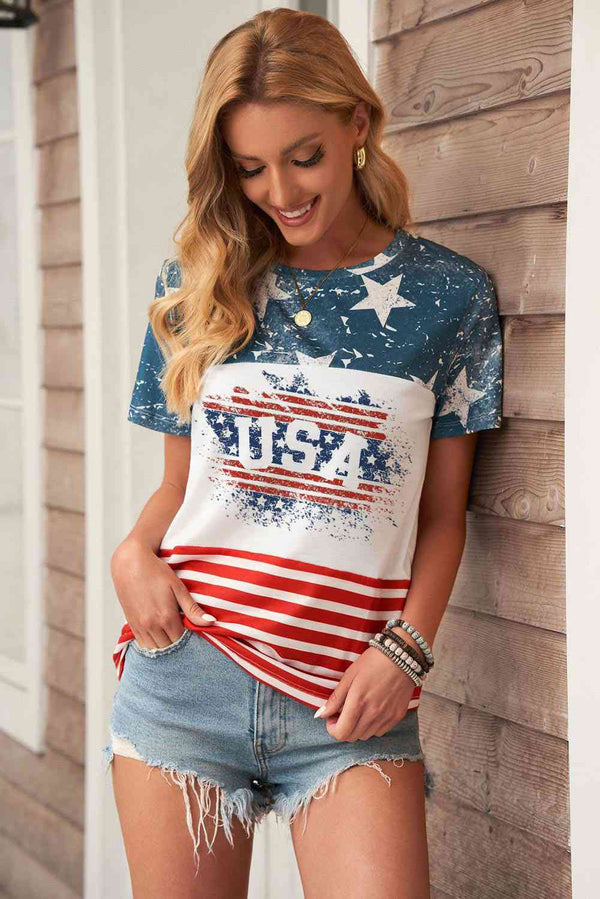 Stars and Stripes Color Block T-Shirt | 1mrk.com