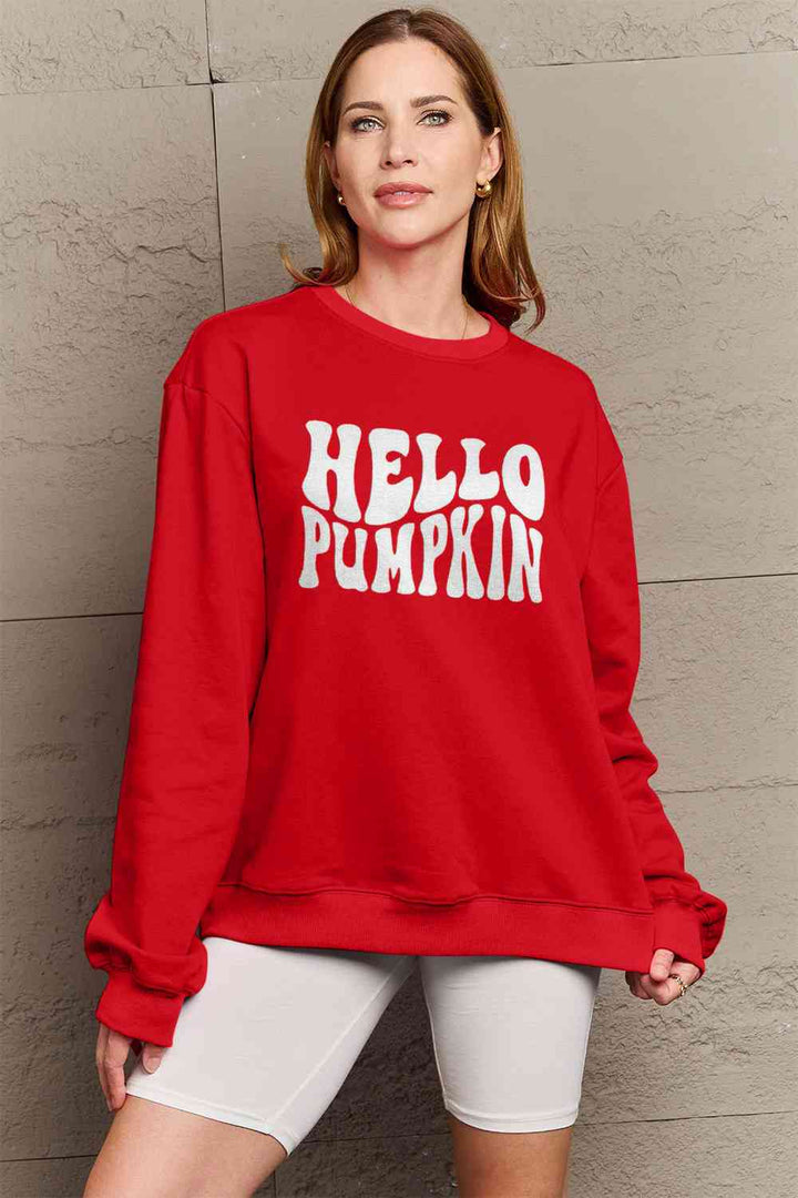 Simply Love Full Size HELLO PUMPKIN Graphic Sweatshirt |1mrk.com