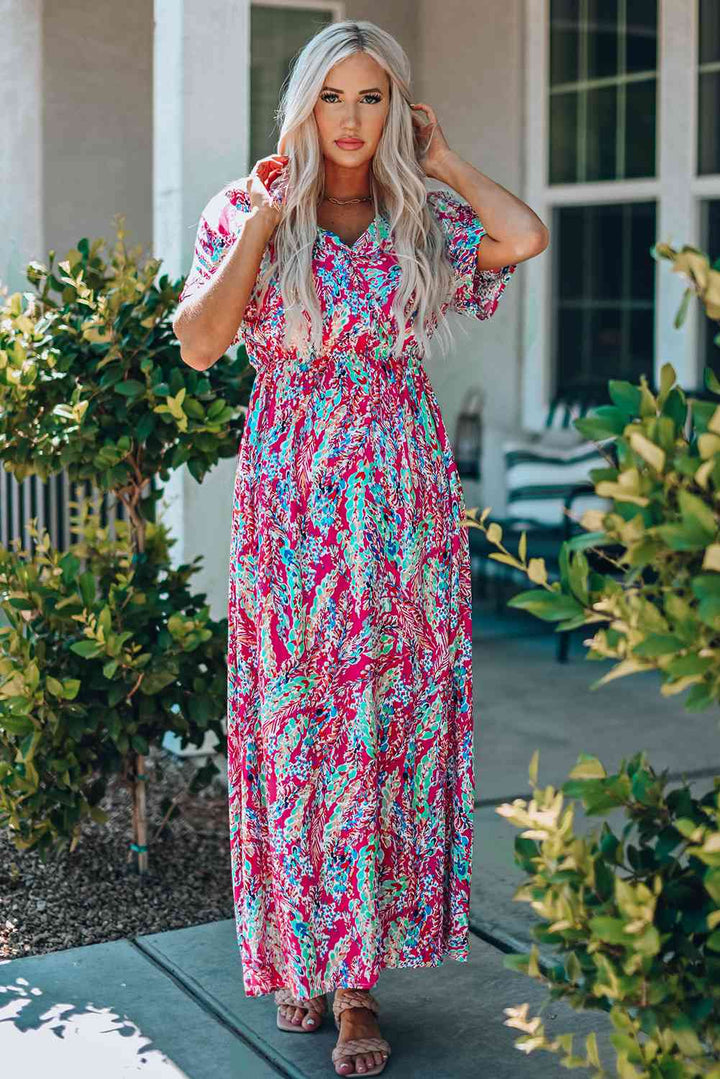 Multicolored V-Neck Maxi Dress |1mrk.com