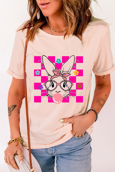 Rabbit Round Neck Short Sleeve T-Shirt | Trendsi