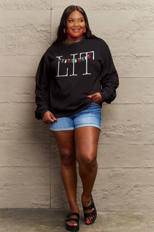 Simply Love Full Size LIT Long Sleeve Sweatshirt |1mrk.com