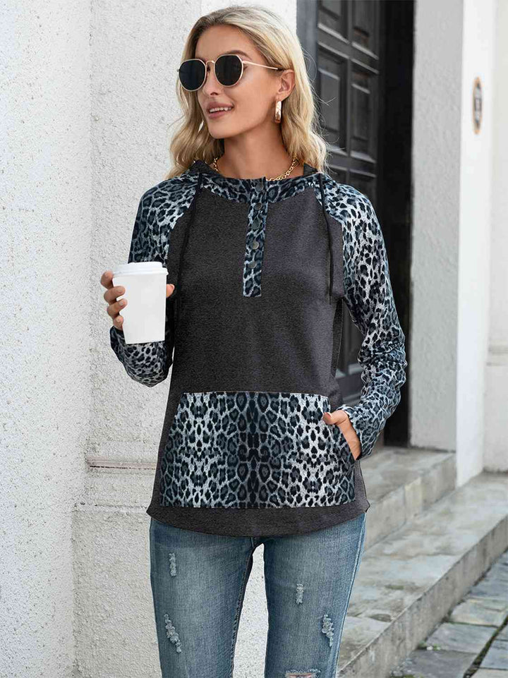 Leopard Raglan Sleeve Hoodie | 1mrk.com