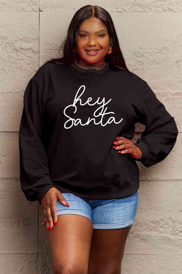 Simply Love Full Size HEY SANTA Graphic Sweatshirt |1mrk.com