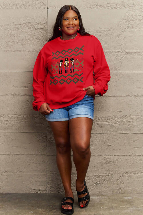 Simply Love Full Size Nutcracker Graphic Long Sleeve Sweatshirt |1mrk.com