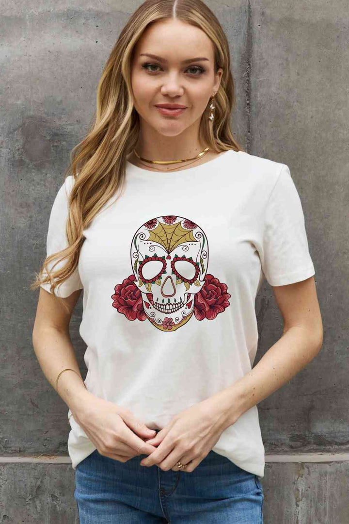 Simply Love Full Size Skull Graphic Cotton Tee | 1mrk.com