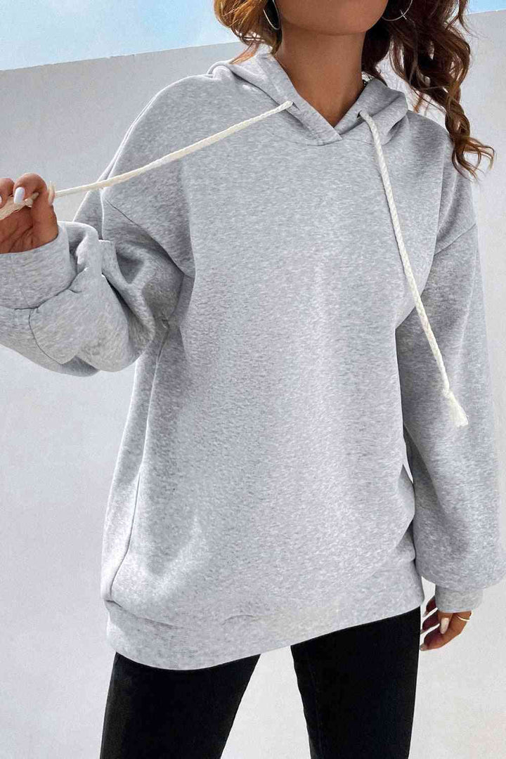 Side Zipper Dropped Shoulder Hoodie | 1mrk.com