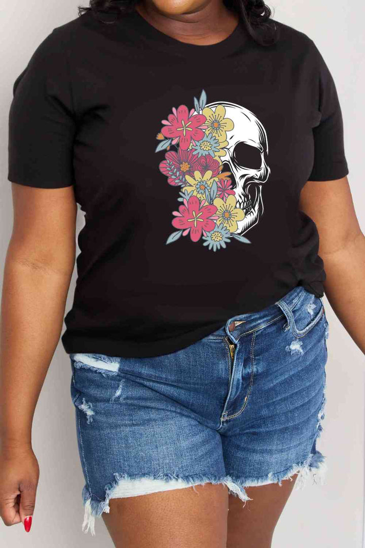 Simply Love Full Size Skull Graphic Cotton T-Shirt | 1mrk.com