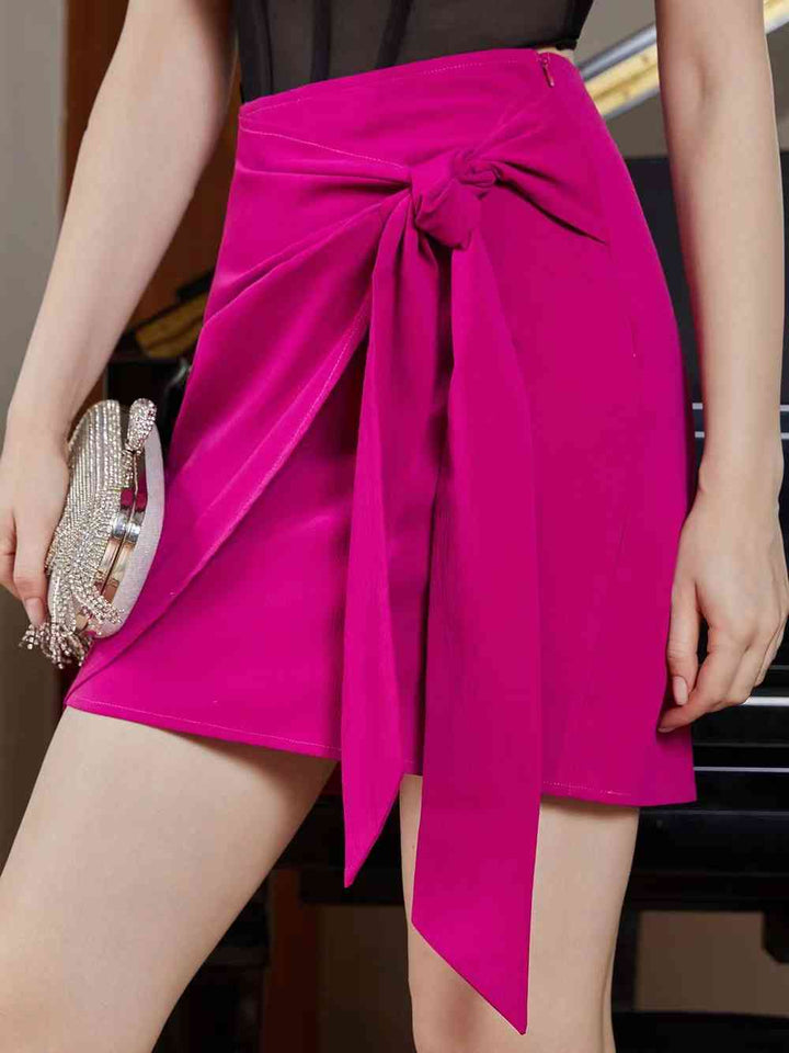 High Waist Tie Front Mini Skirt |1mrk.com