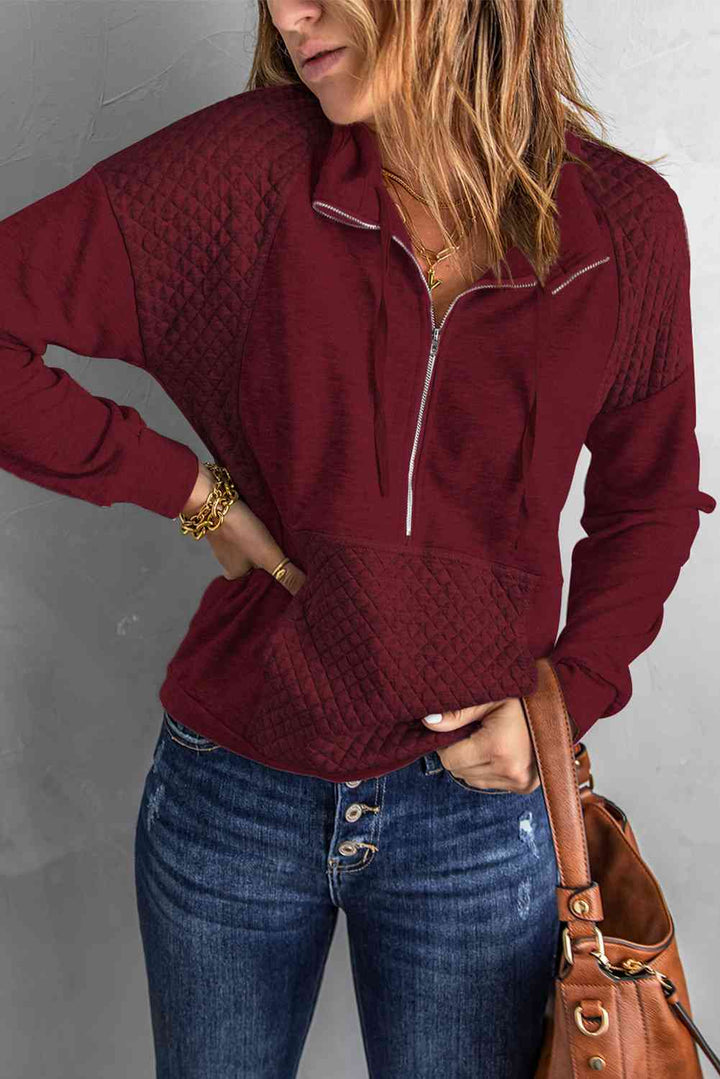 Quilted Half-Zip Sweatshirt with Pocket |1mrk.com