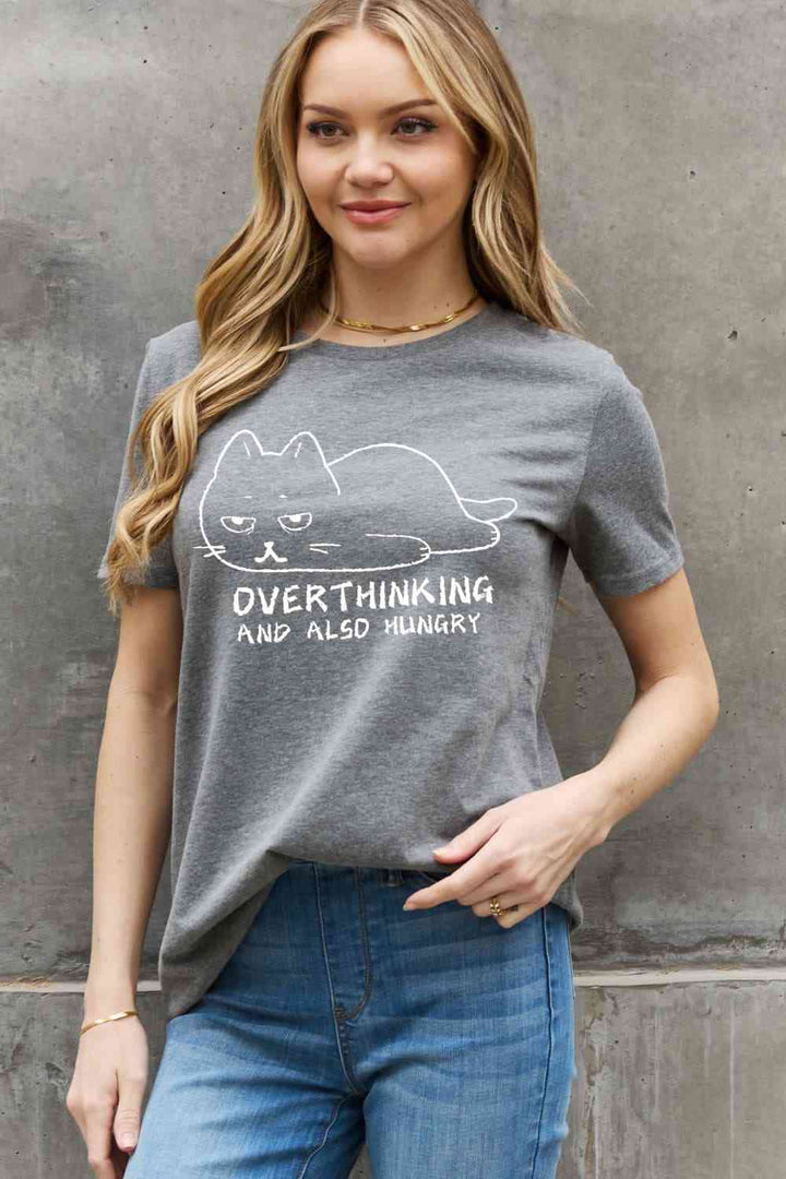 Simply Love Full Size OVERTHINKING AND ALSO HUNGRY Graphic Cotton Tee | 1mrk.com