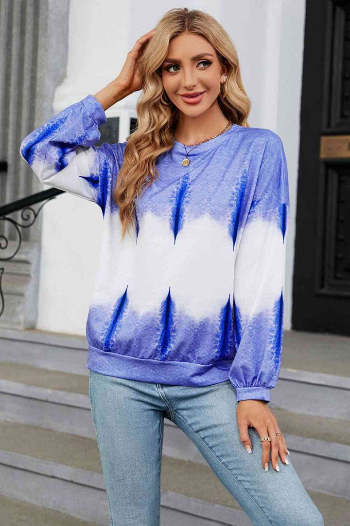 Gradient Round Neck Long Sleeve Sweatshirt |1mrk.com