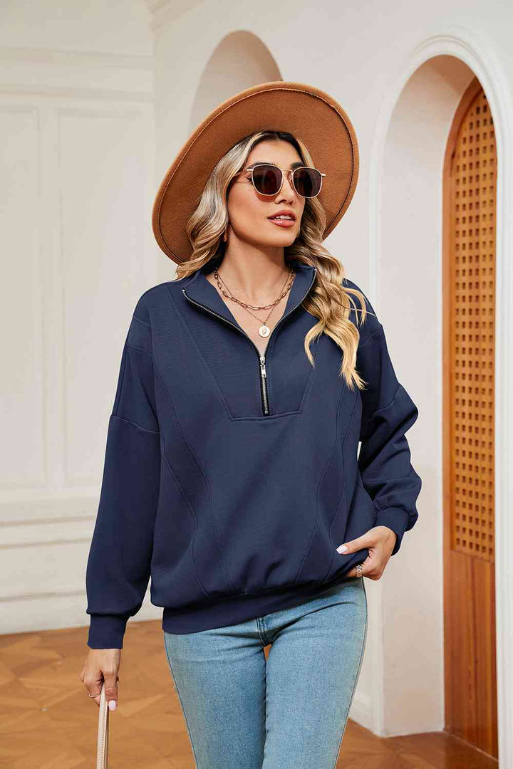 Half-Zip Dropped Shoulder Sweatshirt |1mrk.com