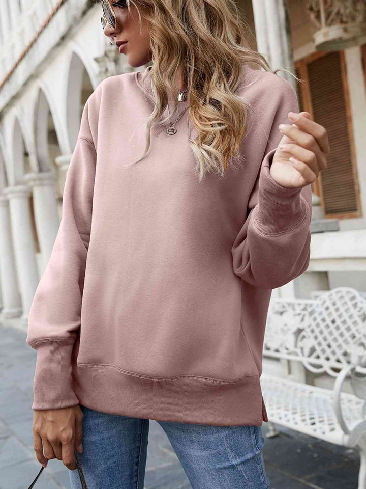 Dropped Shoulder Slit Sweatshirt |1mrk.com