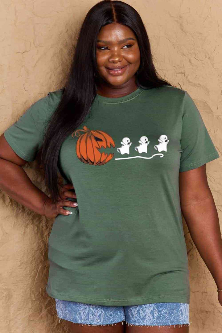 Simply Love Full Size Jack-O'-Lantern Graphic Cotton T-Shirt | 1mrk.com