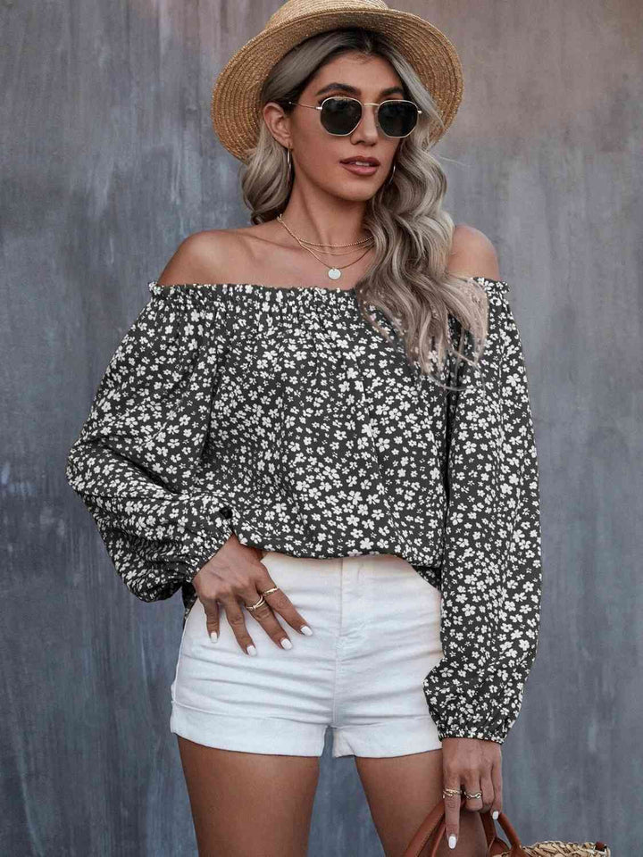 Off-Shoulder Long Sleeve Blouse | 1mrk.com