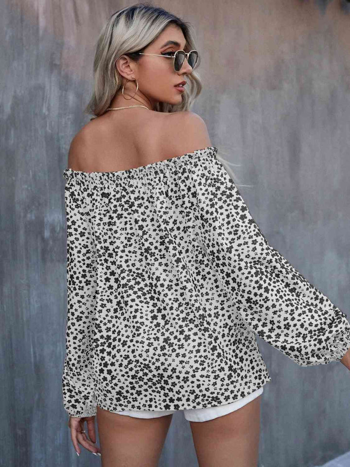 Off-Shoulder Long Sleeve Blouse | 1mrk.com