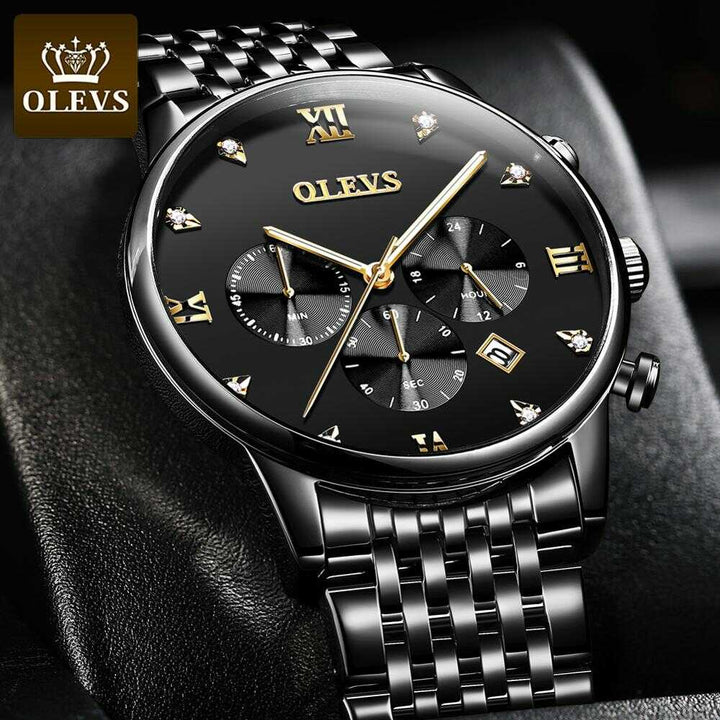 OLEVS 2868 Brand Men Wrist Watch Quartz Water Resistant Stainless Steel | 1mrk.com