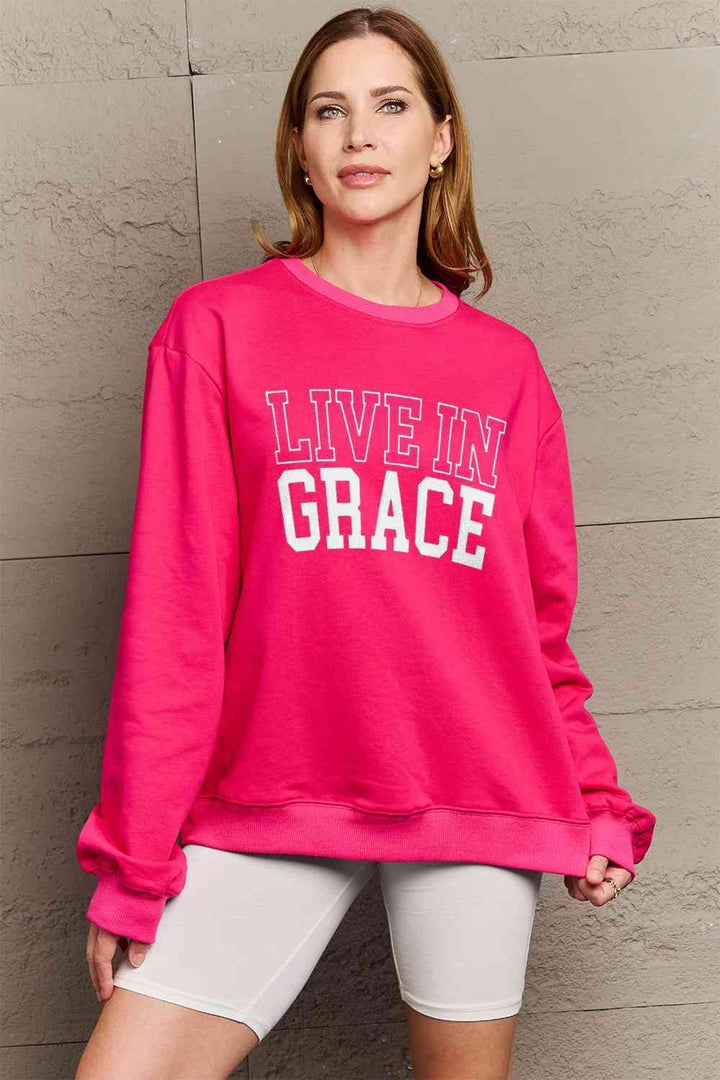 Simply Love Full Size LIVE IN GRACE Graphic Sweatshirt |1mrk.com