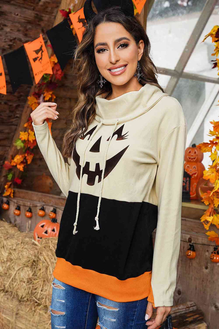 Long Sleeve Jack-O'-Lantern Graphic Sweatshirt |1mrk.com