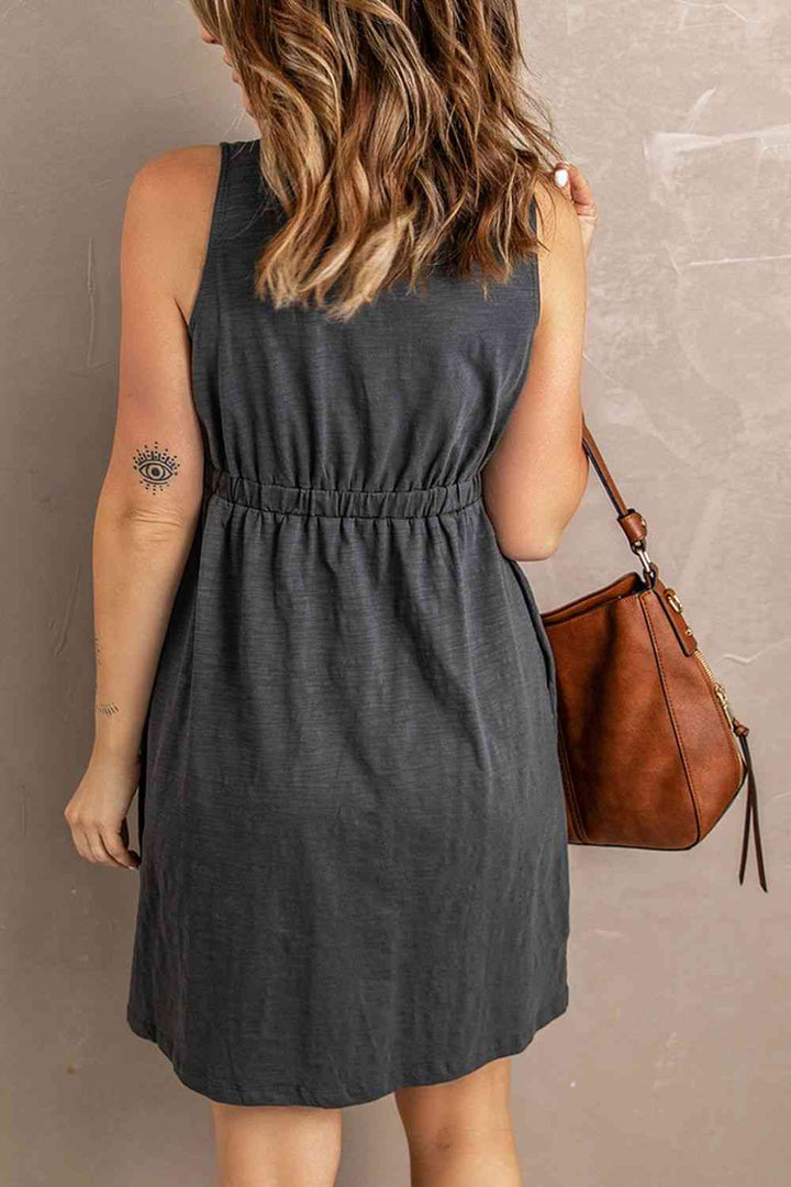 Sleeveless Button Down Mini Magic Dress | 1mrk.com