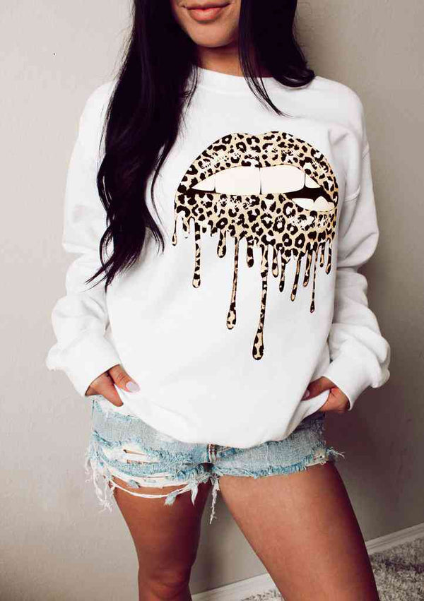 Graphic Dropped Shoulder Round Neck Sweatshirt |1mrk.com