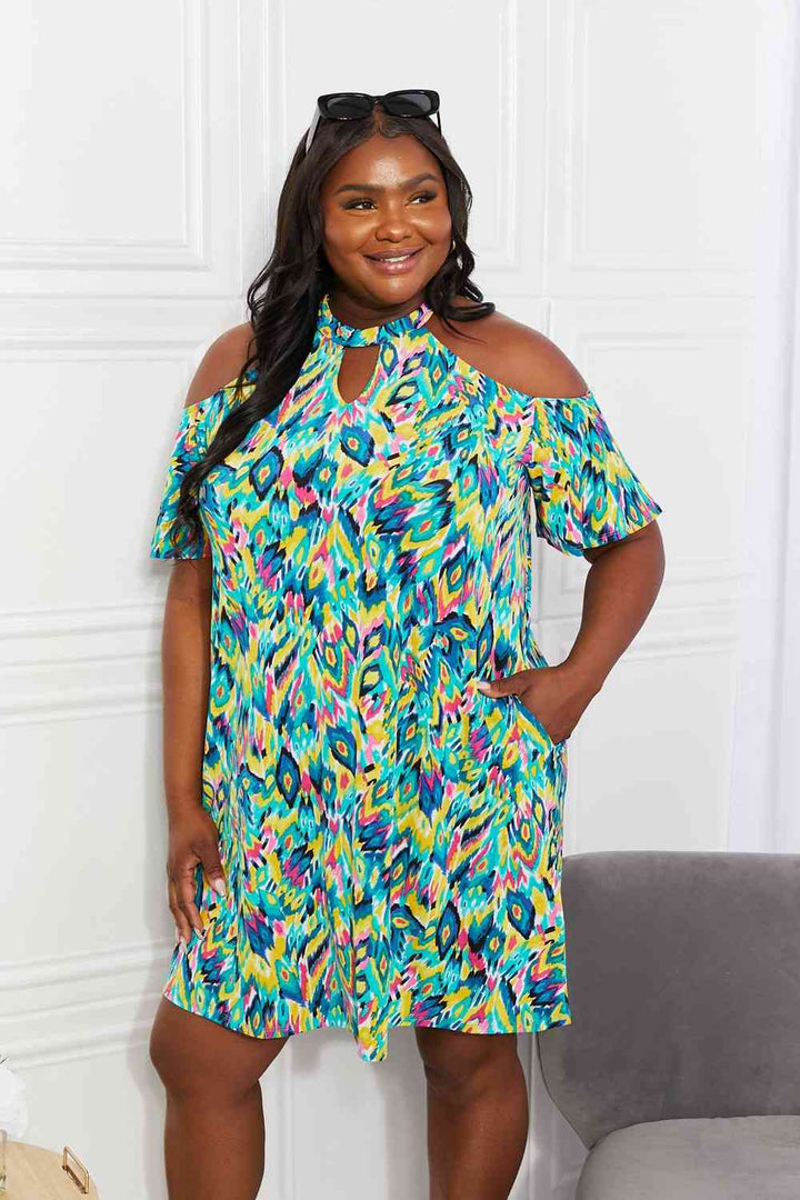 Sew In Love Full Size Perfect Paradise Printed Cold-Shoulder Dress | 1mrk.com