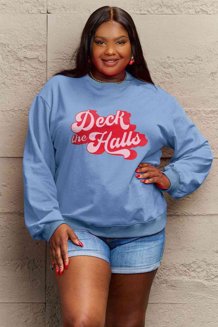 Simply Love Full Size DECK THE HALLS Graphic Sweatshirt |1mrk.com