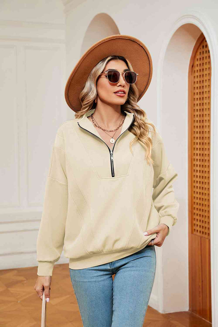 Half-Zip Dropped Shoulder Sweatshirt |1mrk.com