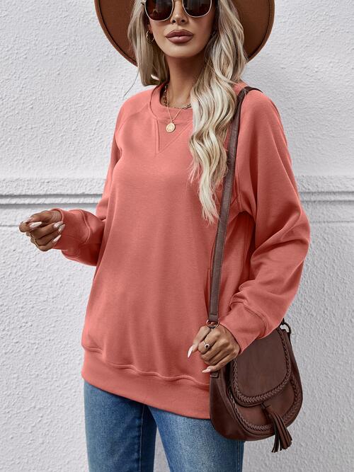 Round Neck Long Sleeve Sweatshirt |1mrk.com