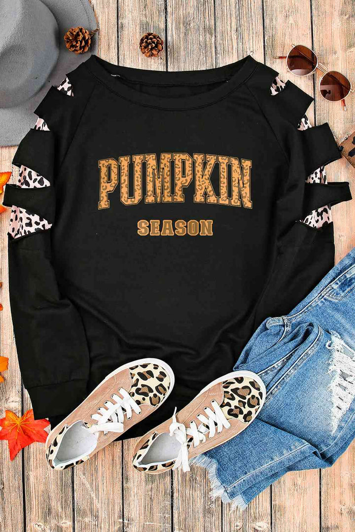 PUMPKIN SEASON Graphic  Leopard Sweatshirt |1mrk.com