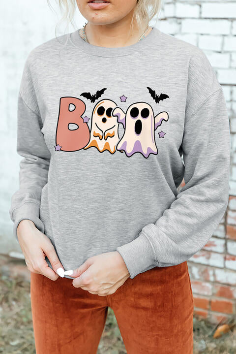 Ghost Graphic Round Neck Sweatshirt |1mrk.com