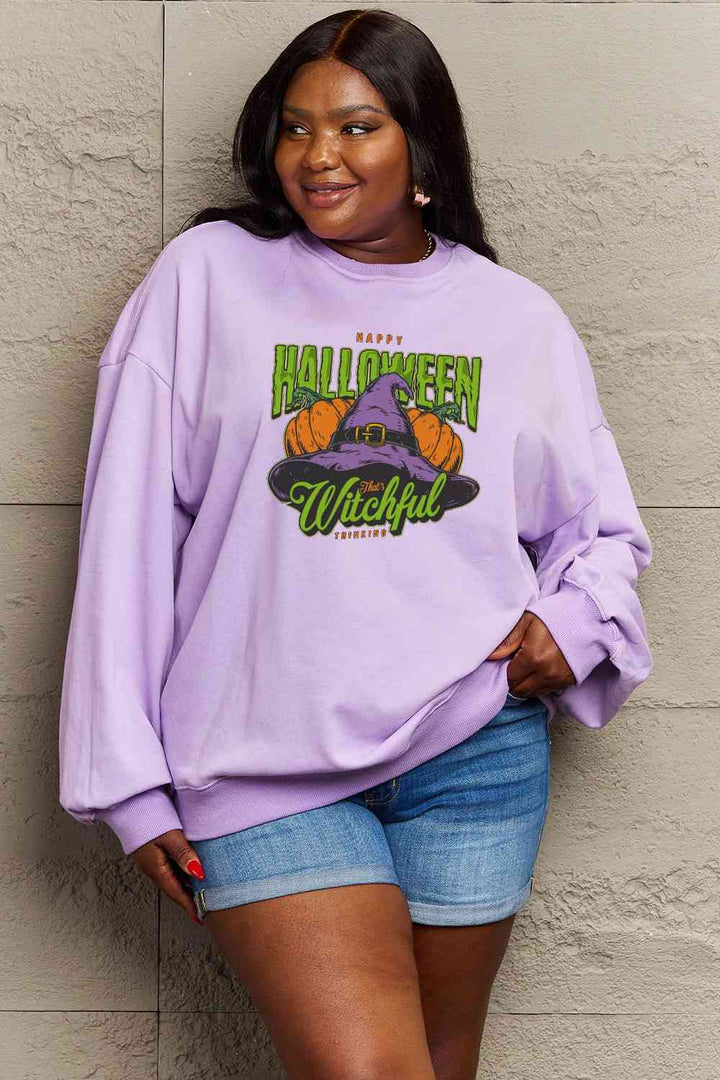 Simply Love Full Size Witch Hat Graphic Sweatshirt |1mrk.com