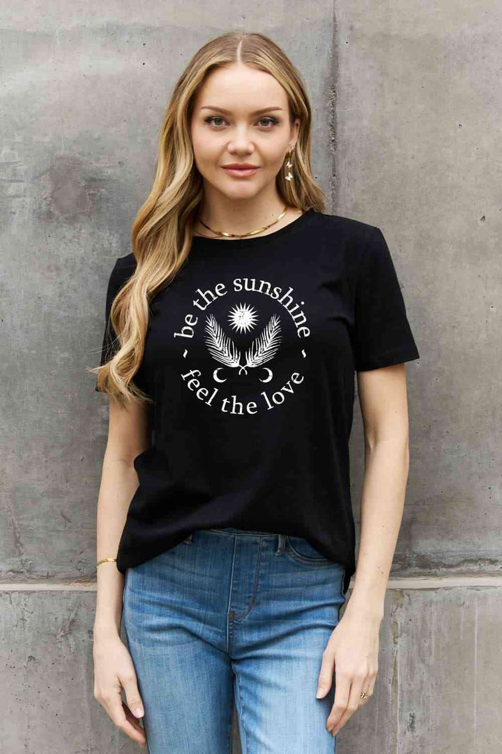 Simply Love Simply Love Full Size BE THE SUNSHINE FEEL THE LOVE Graphic Cotton Tee | 1mrk.com