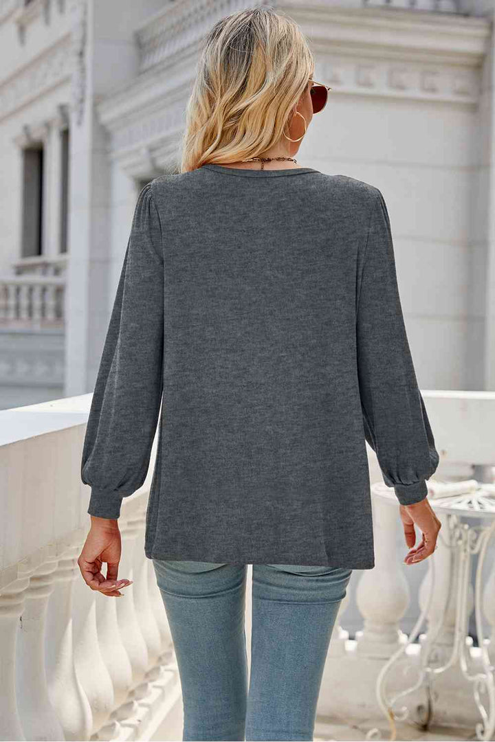 Round Neck Long Sleeve Top | 1mrk.com