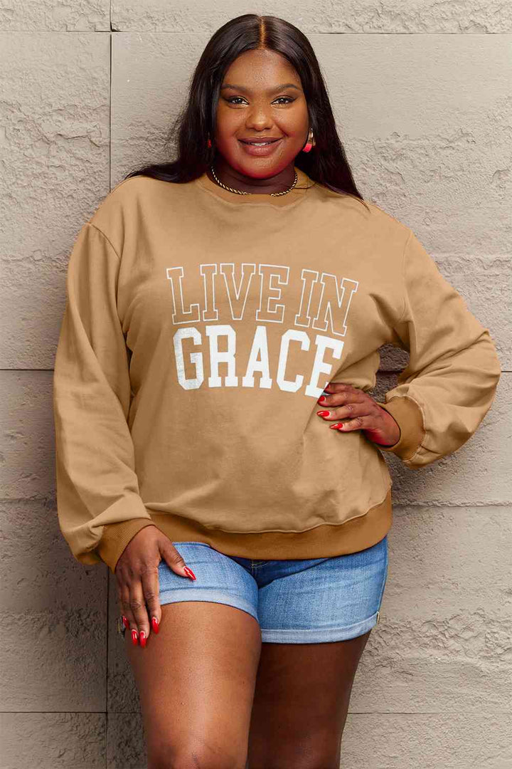 Simply Love Full Size LIVE IN GRACE Graphic Sweatshirt |1mrk.com