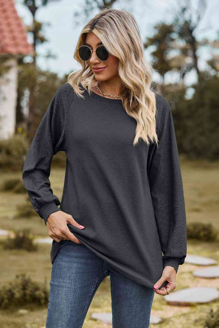 Round Neck Raglan Sleeve Sweatshirt |1mrk.com