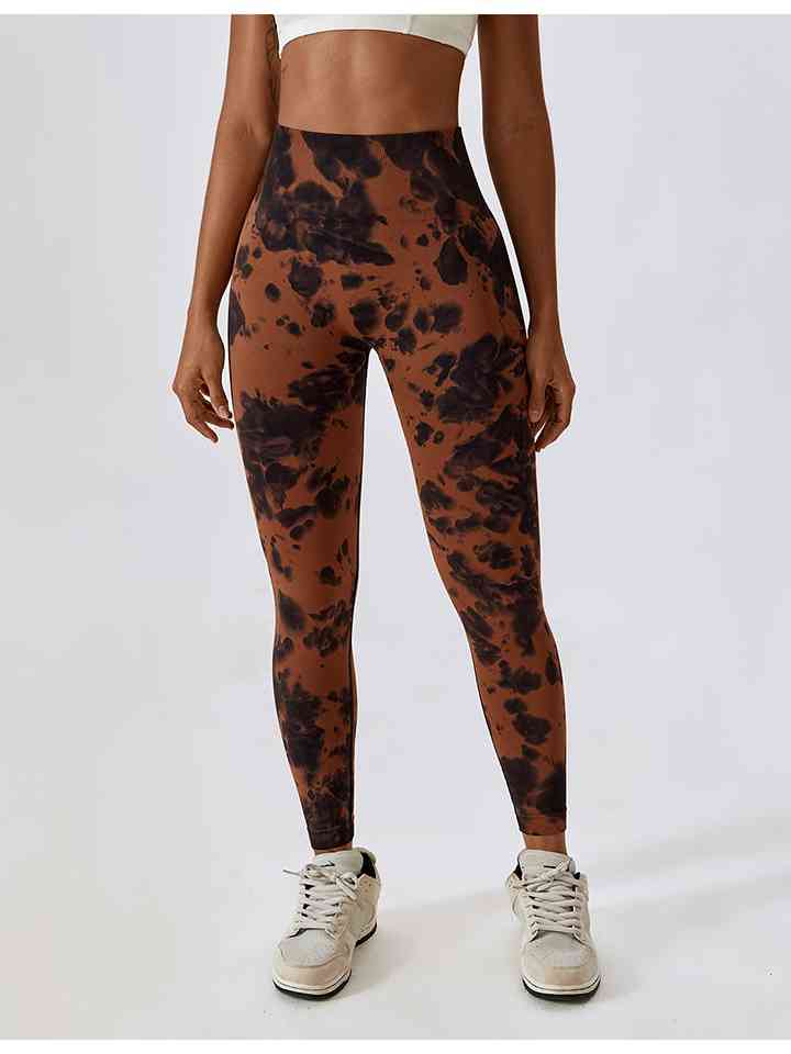 Tie Dye Wide Waistband Active Leggings |1mrk.com